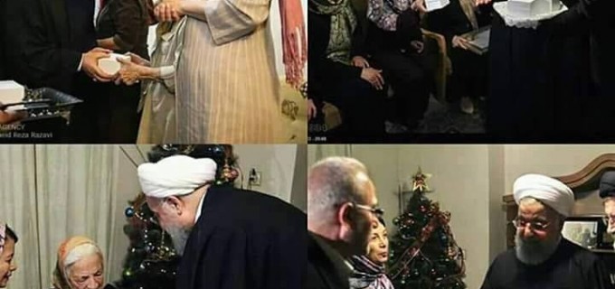 Le Président iranien Rohani a rendu visite à des chrétiens iraniens pour célébrer Noël. Il leur présente aussi des cadeaux pour célébrer la glorieuse occasion.