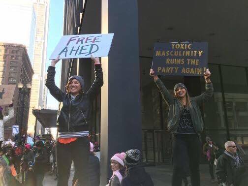 Manifestation à Chicago en solidarité avec la détenue palestinienne Ahed Tamimi, 16 ans, et d'autres prisonniers palestiniens, en particulier les enfants3