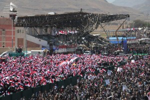 Quelques images de la manifestation monstre, hier à Sanaa pour commémorer la 3ème année de l’agression par la coalition arabo-sioniste contre le Yémen !3