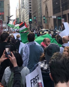 Manifestation à Chicago pour protester contre les crimes israéliens en cours contre des palestiniens innocents à Gaza1