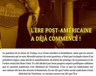 L’ère post-américaine a déjà commencé !