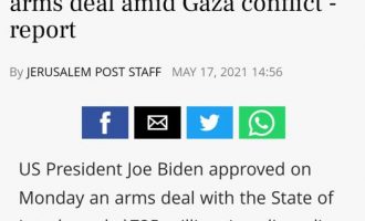 Alors qu’Israel massacre des civils palestiniens piégés dans le camp de concentration de Gaza, Biden vient de signer un accord pour lui donner 735 millions $ de plus en armes