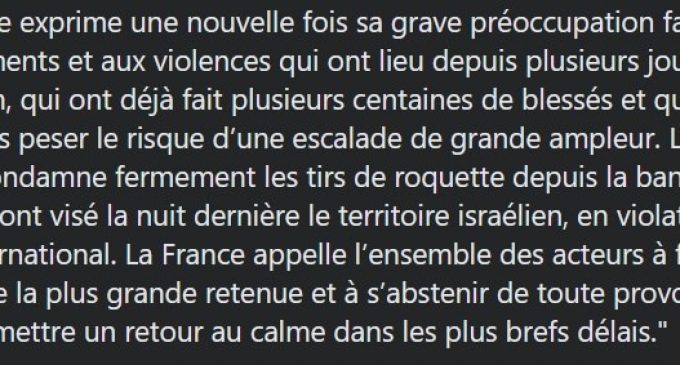 Aucun mot, aucune pensée pour les victimes Palestiniennes suite aux frappes israéliennes.