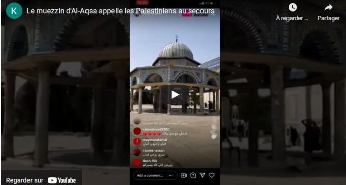 Slogan des milliers de Palestiniens restés toute la soirée sur le site d’Al-Aqsa contre l’occupation israélienne.