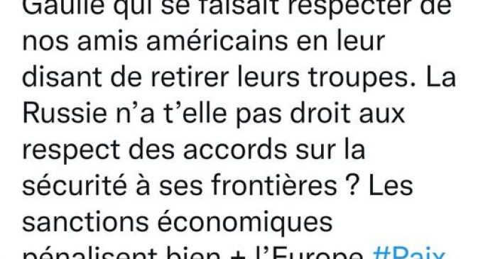 « les Russes ne font que se défendre après plus de 30 ans d’actes agressifs de l’OTAN »